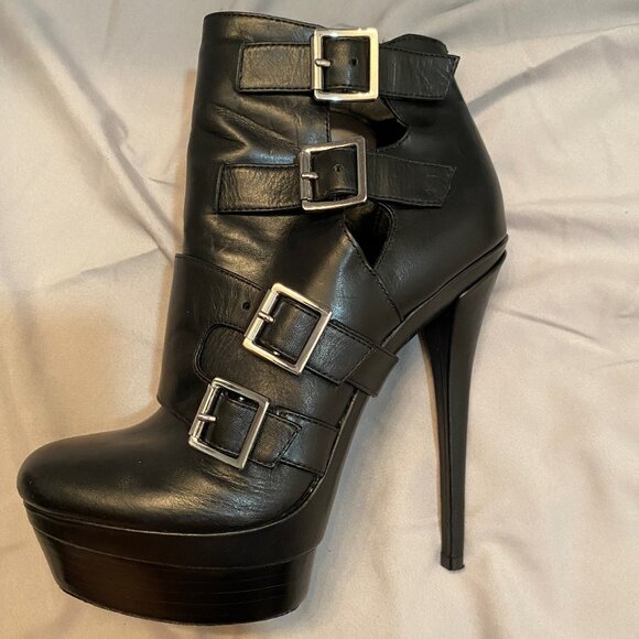 Rachel Zoe Danielle Buckle Stiletto Platform Booties Size 7 - Picture 9 of 13
